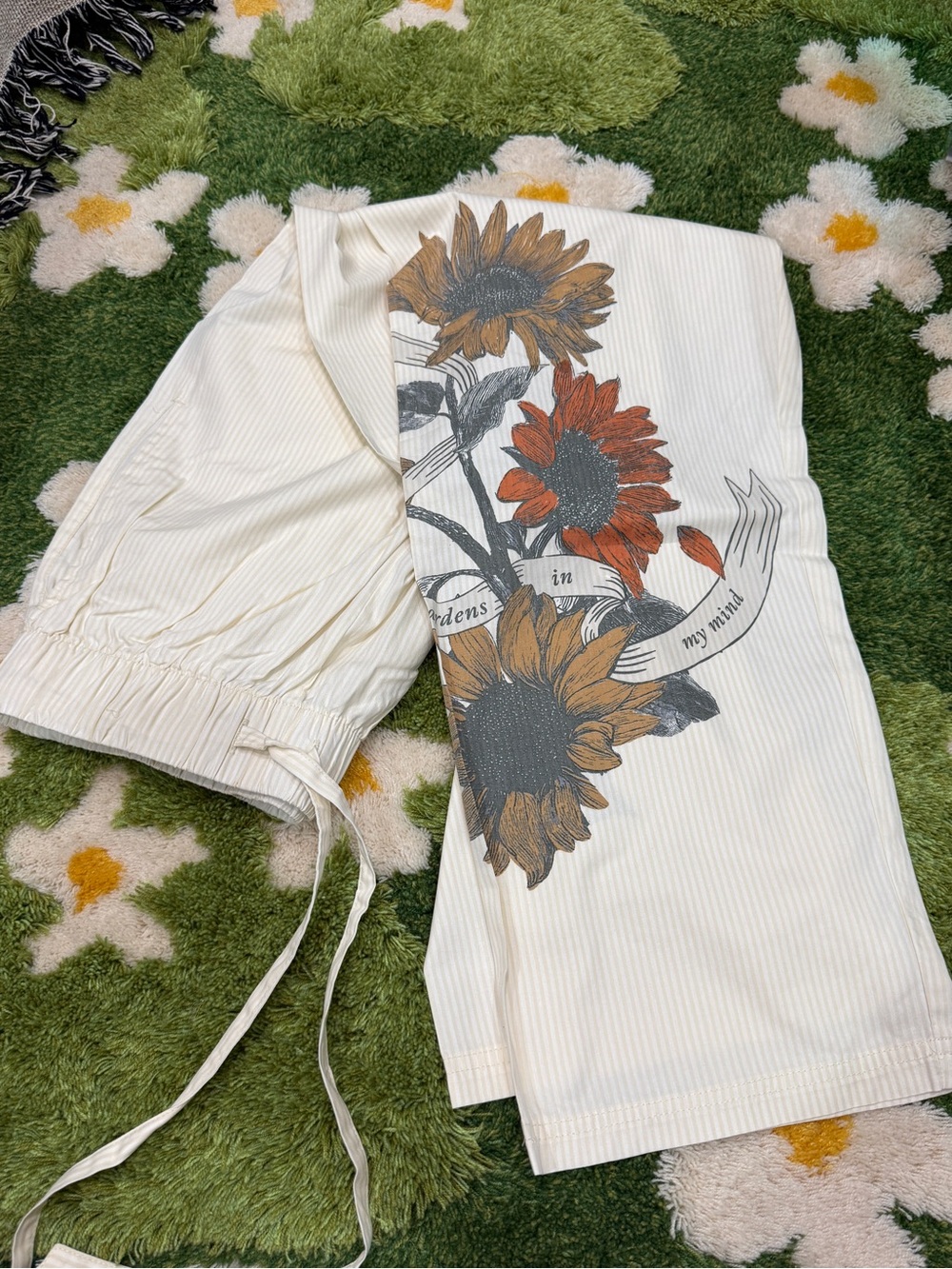 Taylor Swift Secret Gardens In My Mind Pants Poplin Yellow Flowers Striped